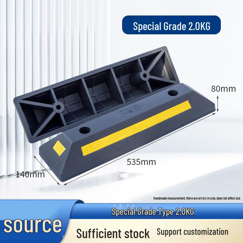 Rubber Plastic Wheel Stopper with Nails - Parking Lot & Garage Positioner