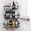 ZISIZ No-Drill Black Bathroom Corner Storage Rack Set