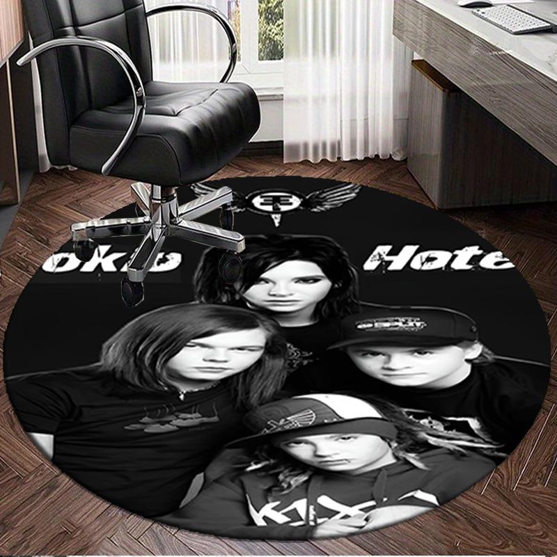 1PC Music Band Tokio Hotel  Round Rug, Non-slip Chair Mat, Home Decor, Circle Carpet Perfect for Office, Bedroom, Living Room,Christmas gift