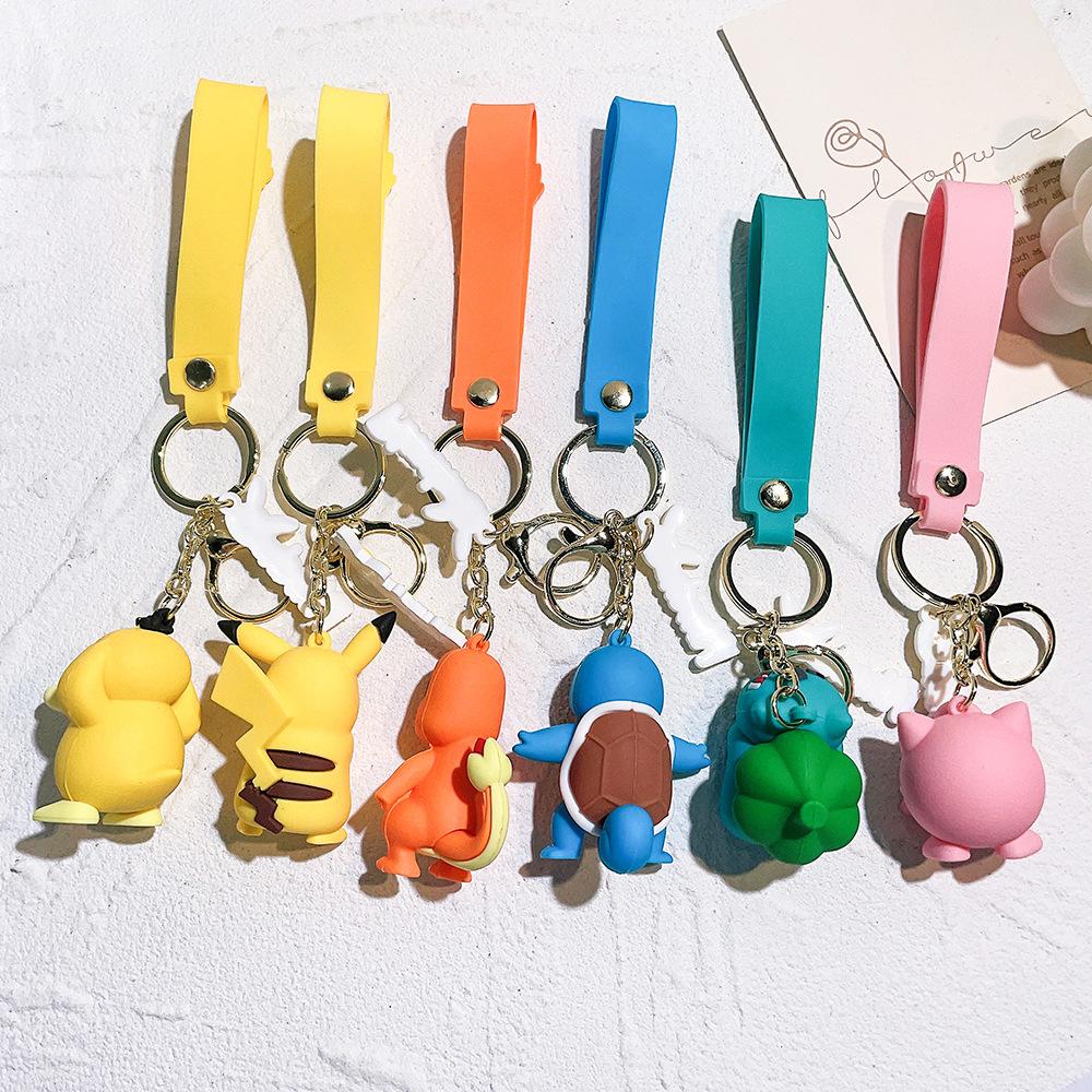 Keychain Cute Pikachu Pocket Monsters Doll Schoolbag Pendant Desktop Souvenirs Decoration Keyring Gift for Fans