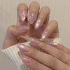 Nude Pink Cat-Eye Almond-Shaped Press-On Nails - Simple, Hot Selling Nail Art Tips