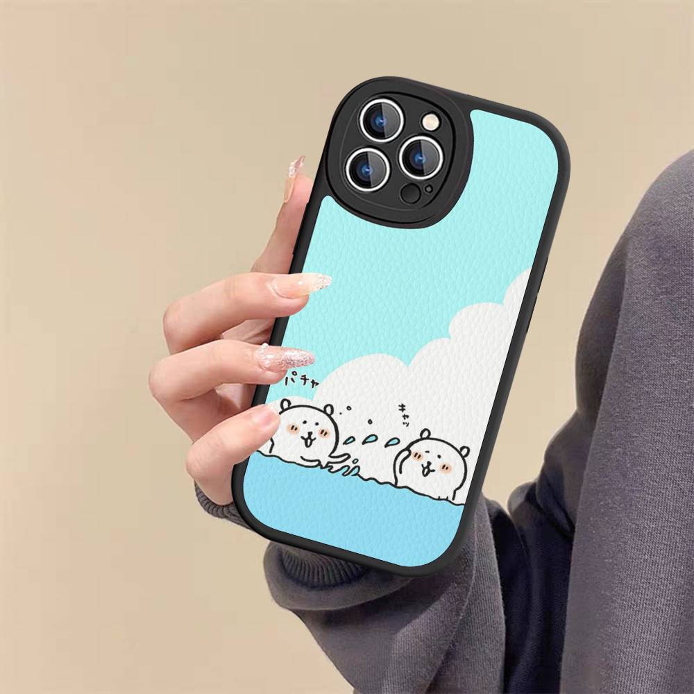 Cute Joke Bear Leather Phone Case For IPhone 16 16e 15 14 13 12 11 Pro Max Plus Mini Cover