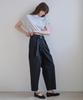 GRIDAJ Cotton Bio-Washed Belted Double-Pleated Pants _ Black