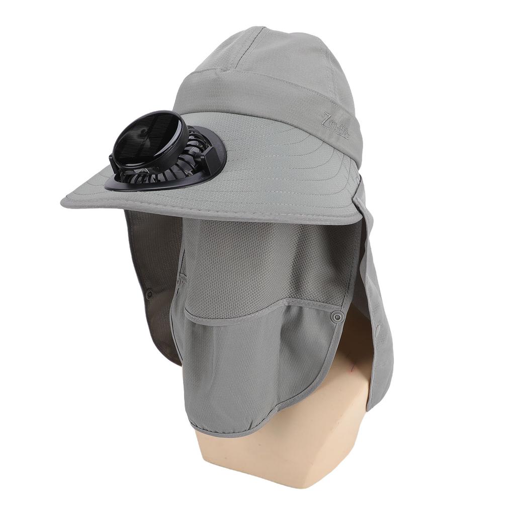 Solar Fan Hat 3 Wind Speeds 360 Degree Adjustable Solar Powered USB Charging Wide Brim Fan Hat for Hiking Gardening