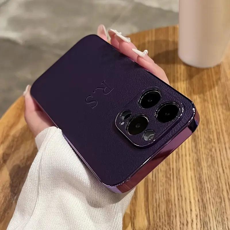 Personalisierte Initialen Namenshülle Für iPhone 17 16 15 14 13 12 11 Pro Max Plus Air-Leder Beschichtetes Lederhülle