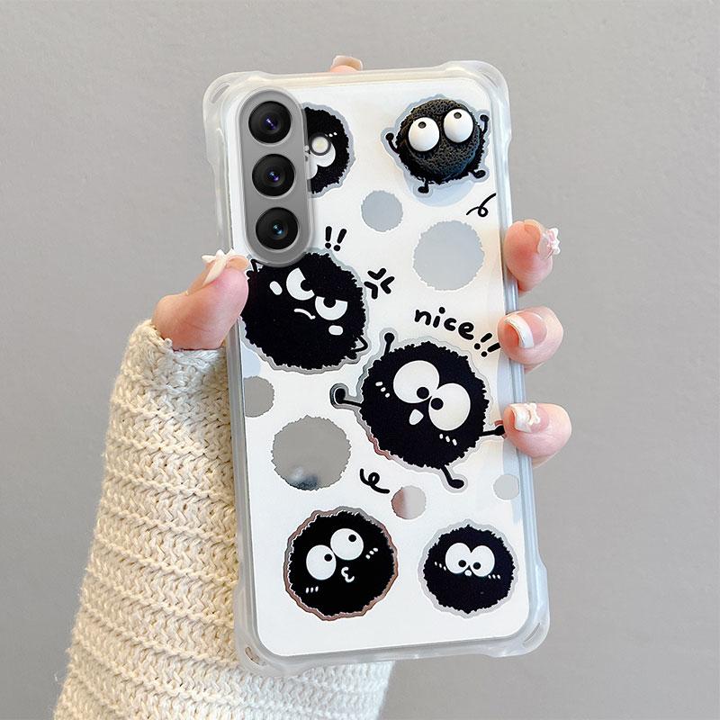 KEYSION Crossbody Strap Phone Case for Samsung A55 5G A35 A25 A15 LTE Cute Cartoon Long Lanyard Mirror Shockproof Cover for Galaxy A05S