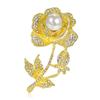 SKEDS Women Elegant Plant Flower Metal Brooches Corsage Fashion Rhinestone Pearl Badges Jewelry Vintage Lady Brooch Pin Gift