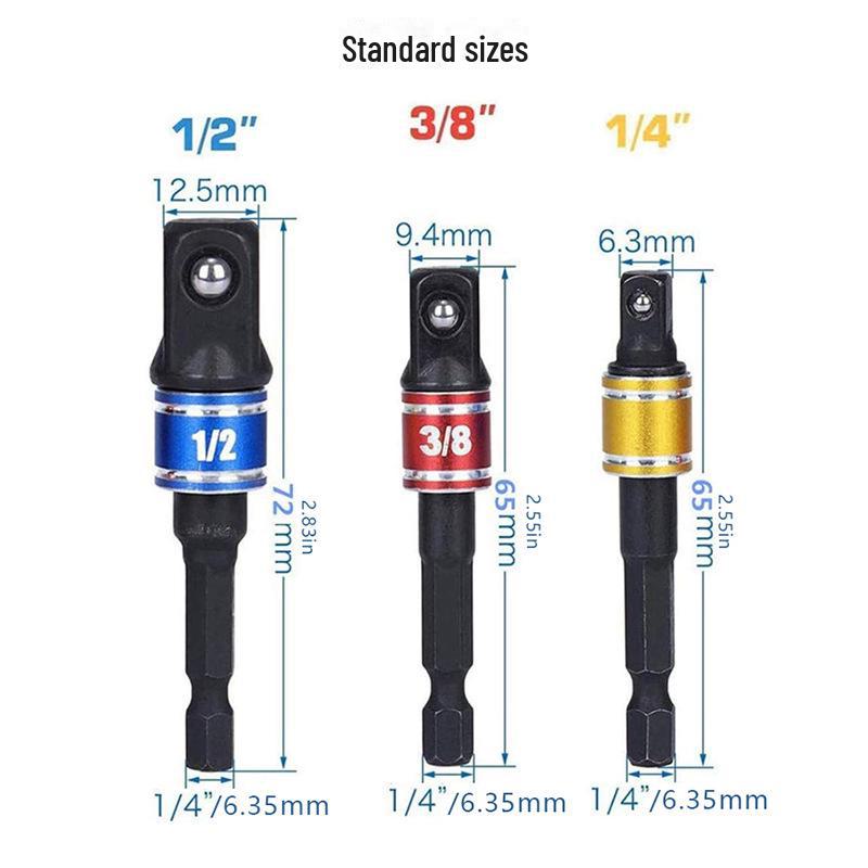 Hex Handle To Square Rod Drill & Wrench Connector Set
