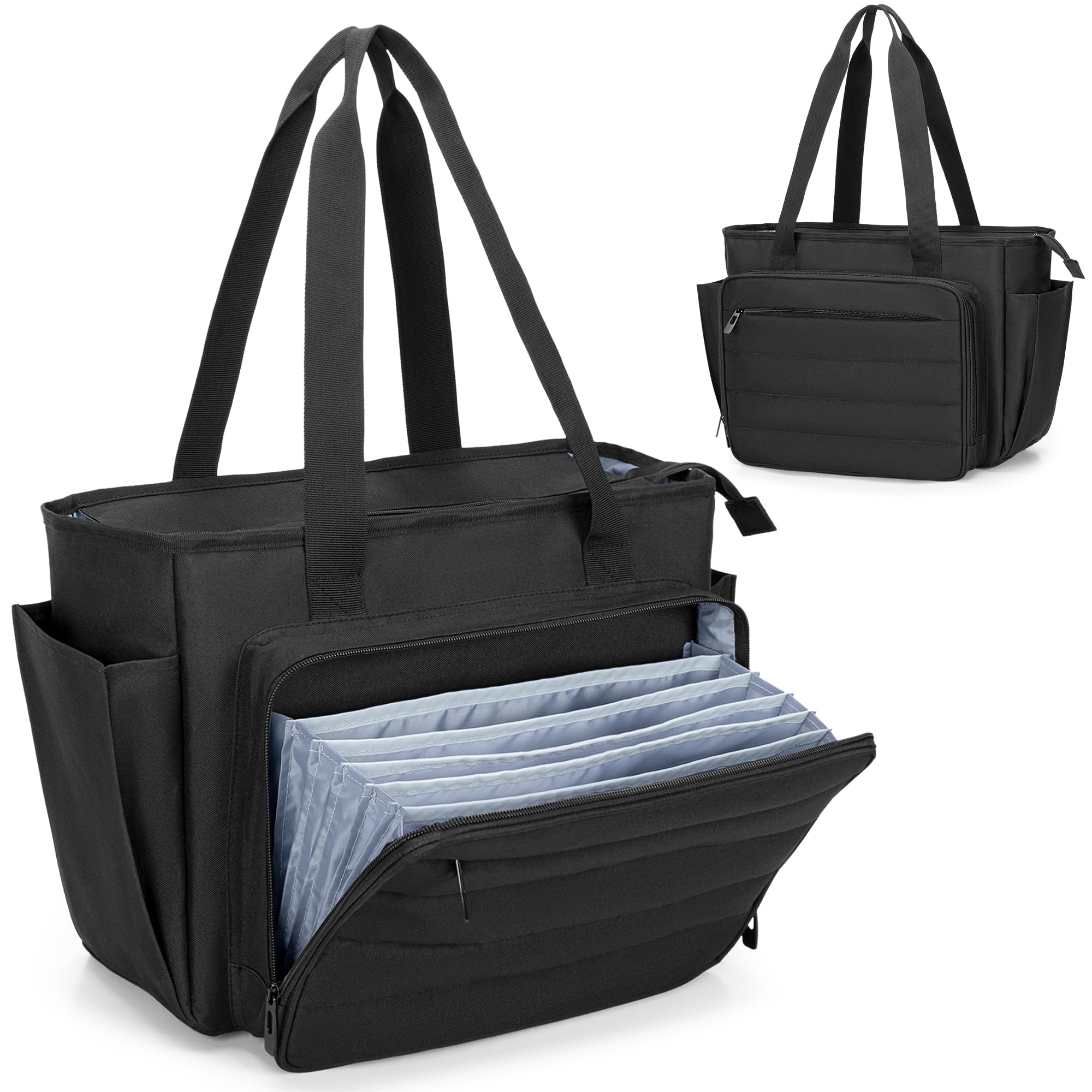 [CURMIO] Сумка для учителя, Большая вместимость, Деловая сумка для поездок на работу, Женская, Черная