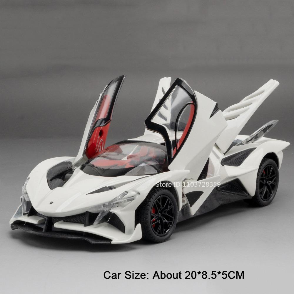 

1:24 Apollo EVO Miniature Sports Car Model Toys Alloy Diecast Sound Light Doors Opened Pull Back Supercar Toy Gifts for Children