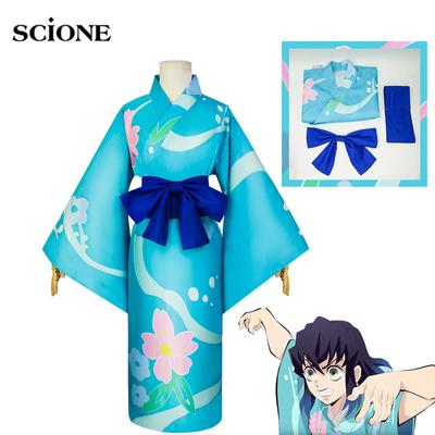 Anime Cosplay Costume Demon Slayer Hashibira Inosuke Cosplay Costume Kimono Dress Outfits Halloween Carnival Suit