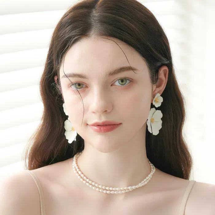 Double Camellia Two-way Earrings