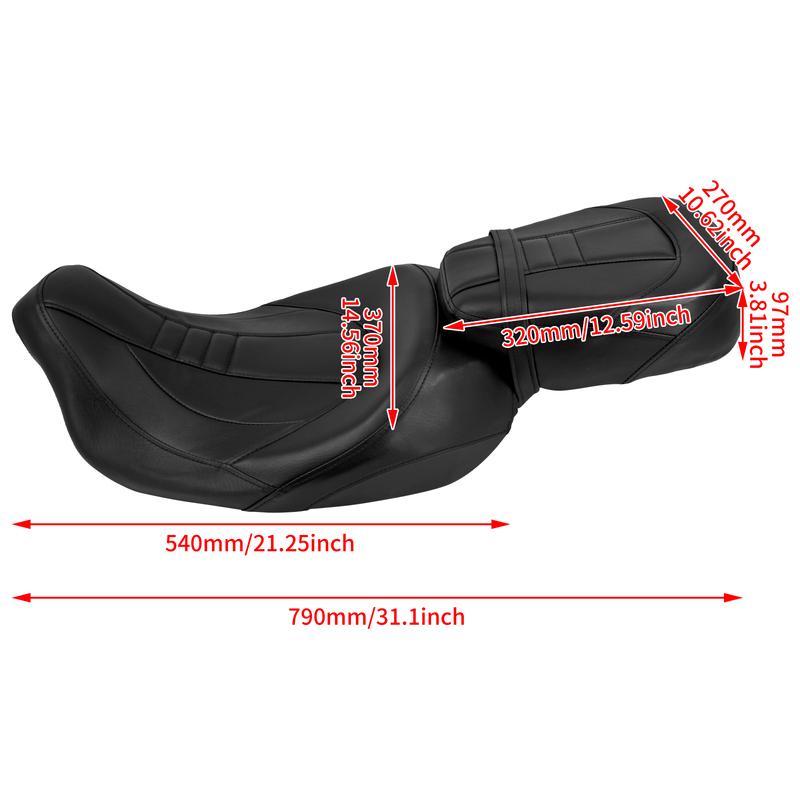 Motorcycle Two-Up Seat Leather Front Driver Rear Passenger For Harley Touring CVO Street Glide Road King Special Classic 09-23