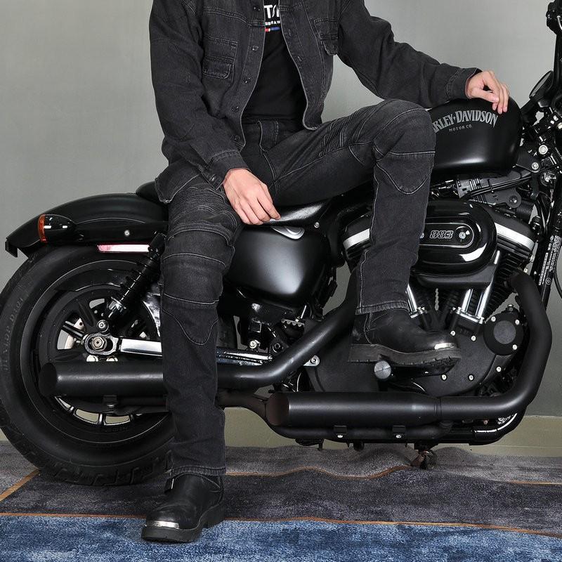 Mens Winter Motorcycle Riding Jeans With Thermal Lining Windproof Crash Protection Biker Pants Street Track Use