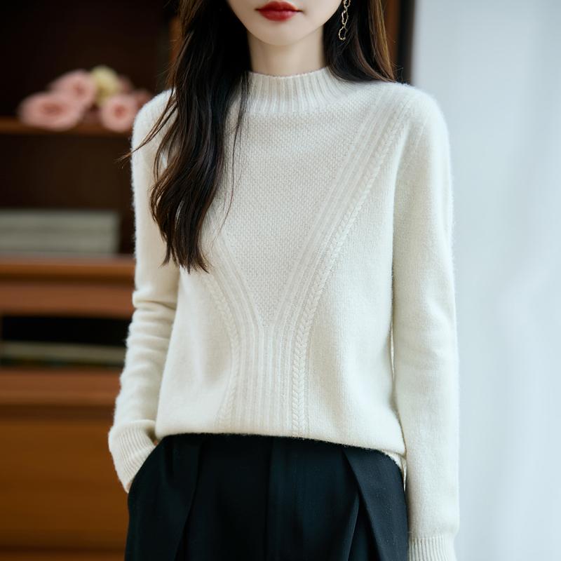 Dámský kašmírový svetr Kašmír Qinghe 30% kašmír 70% vlna podzimní a zimní pulovr hřejivý a módní