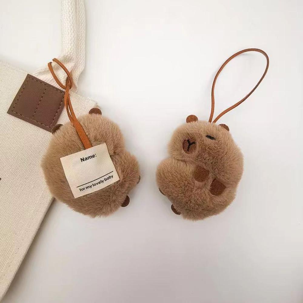 Chaveiro de Pelúcia Kawaii Capivara Etiqueta Anti-perda Porta-Chaves Para Criança Pingente Decorativo de Mochila de Jardim de Infância