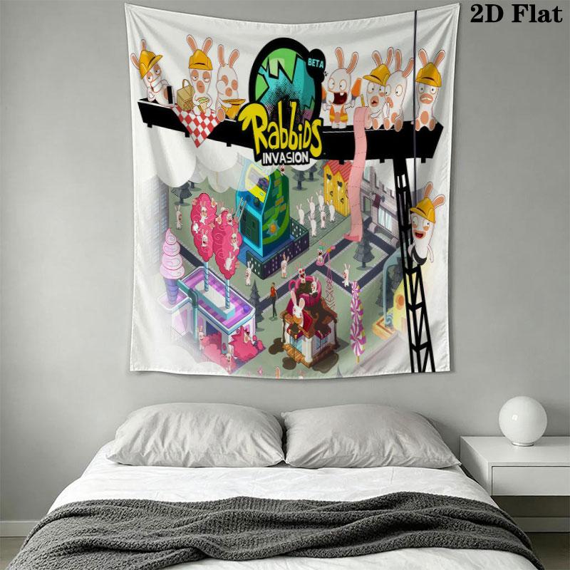 Rabbids Invasion Chaos Wall Hanging Printed Fabric Blanket Decorative Tapestries for Bedroom Living Room Home Decor