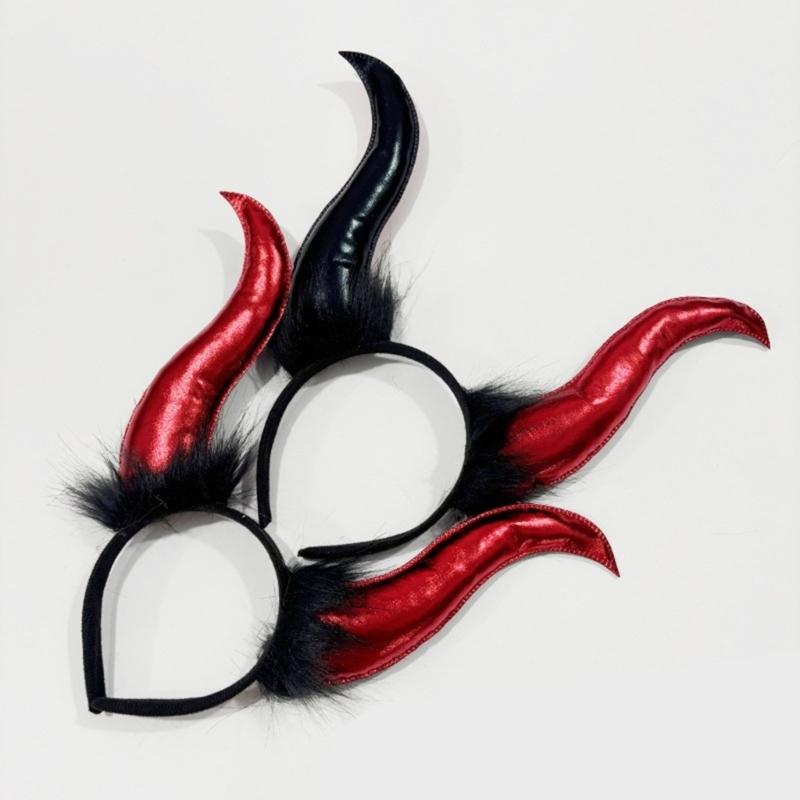 Halloween Cloth Devil Horn Headdress Nonslip Comfort Stretchable Unisex Hairband Props For Daily Use Event