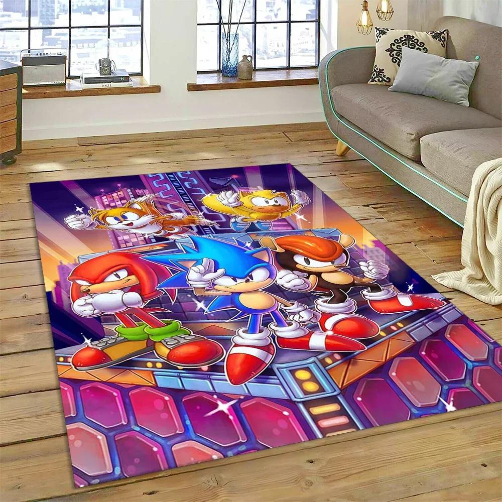 Game Anime 3D S-Sonic Cartoon Carpet Rug for Bedroom Living Room Home Sofa Decoration,Children Game Large Decor Floor Mat Gift