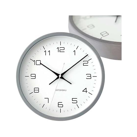 KATOMOKU muku clock 11 gray km-94GR wall clock continuous second hand diameter 30.0cm (radio clock)