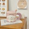 Puppy Mug with Lid Spoon Cute High Looking Couple Water Cup for Girls Home Creative Ceramic Cup Souvenir