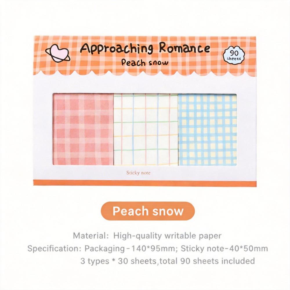 Cute Plaid Sticky Notes 90 Sheets Grid Pattern Memo Pad Self-Adhesive Notepad For Journaling Office School Supplies Stationery