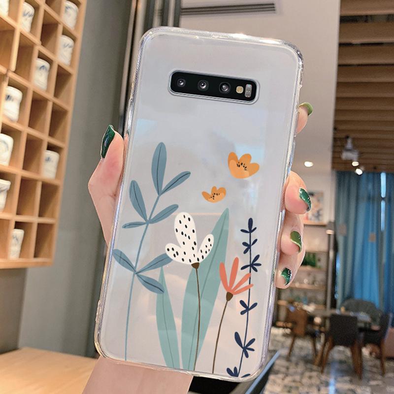 For Samsung Galaxy S9 Plus S9 S10 4G S10e S10 A10 A11 M11 A20 A30 M10A A20e A40 A21S Flowers Plants Clear Daisy Silicone Cover