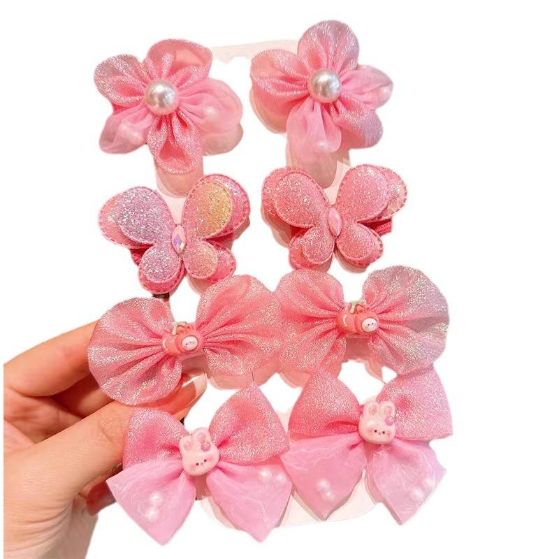 Summer candy - colored flower hair clips for girls, fairy tulle bang clips with bows,cute princess hair accessories,chic&lovely.