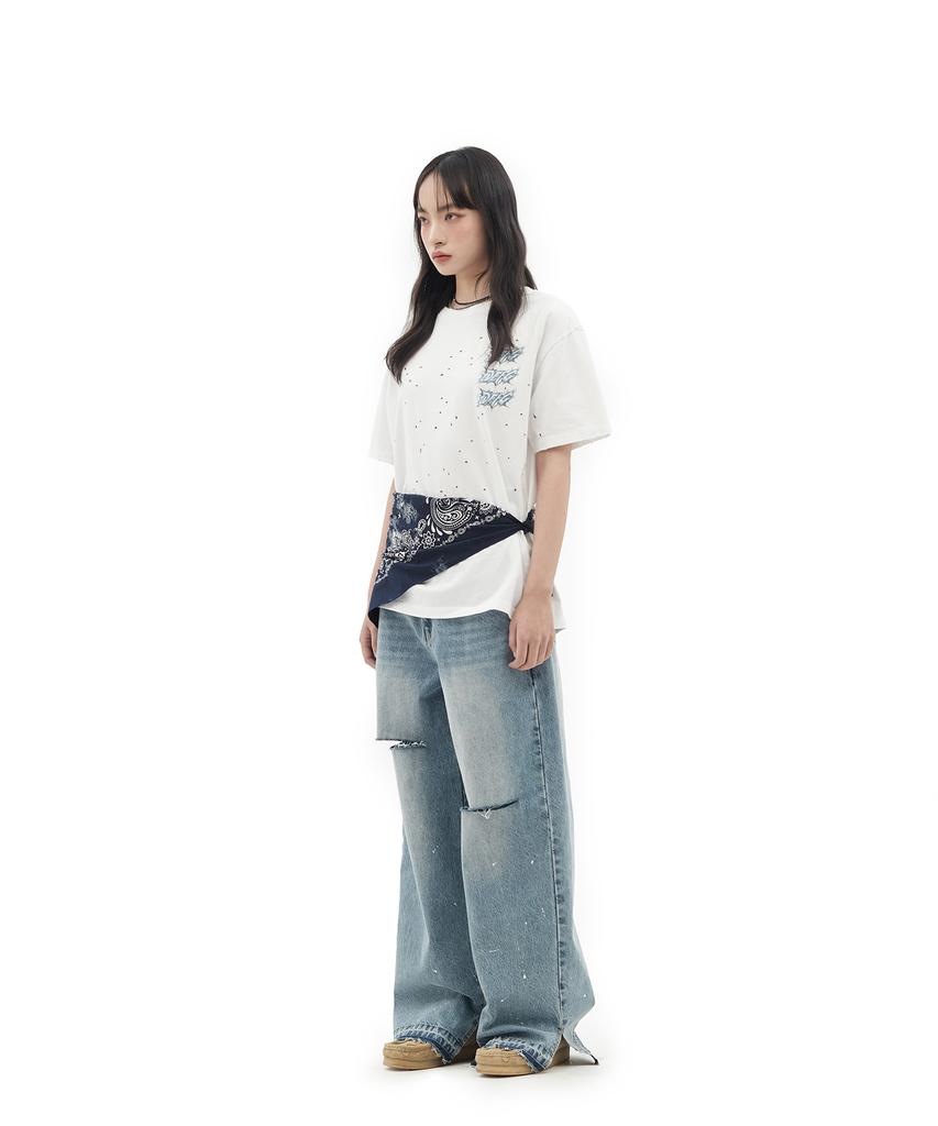Depeugameoncheu Icy Logo Damaged T-Shirts [White]