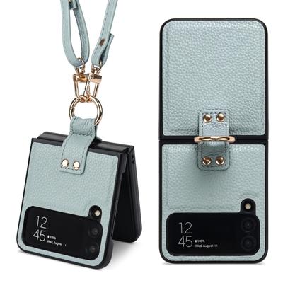 Funda tipo billetera cruzada a prueba de golpes para Samsung Galaxy Z Flip 3 4 5 5G, funda protectora para teléfono elegante y con correa larga