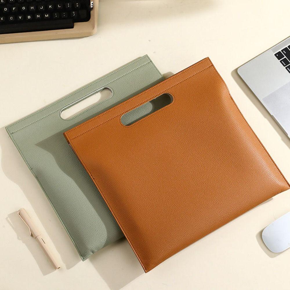 Large Capacity Heavy Leather Pouch Document Organizer Document Folder Minimalism