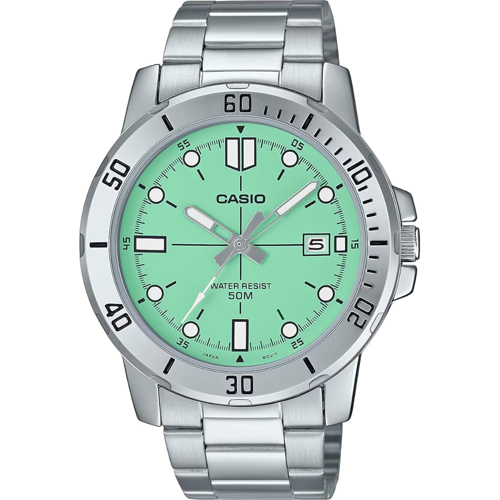 

Casio Standard Analog Quartz Men s Watch MTP-VD01D-3E1V Metal Band Pastel Mint Green