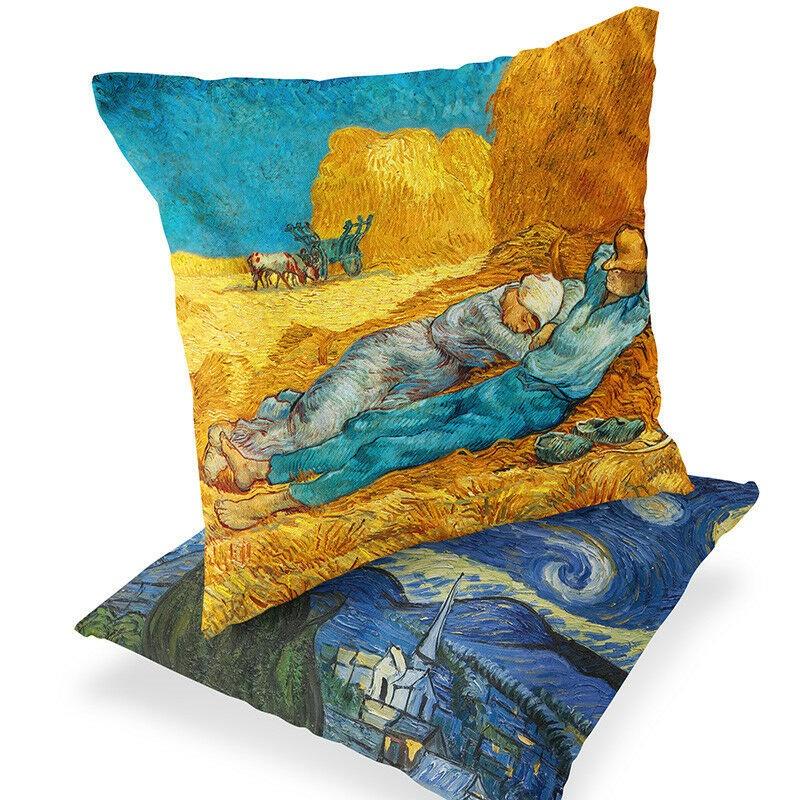 Luxurious Vincent Van Gogh Oil Painting Cotton Linen Pillow Case Sofa Cushion Cover