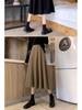 Women's Black High-Waist A-Line Umbrella Skirt - Spring/Autumn 2024, Small Size, Medium Length