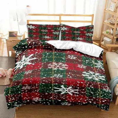 Weihnachts-Schneemuster mit Text Bettwäsche-Set Einzelbett Twin Full Queen King Size Bettset Aldult Jungen Schlafzimmer 3D-Druck