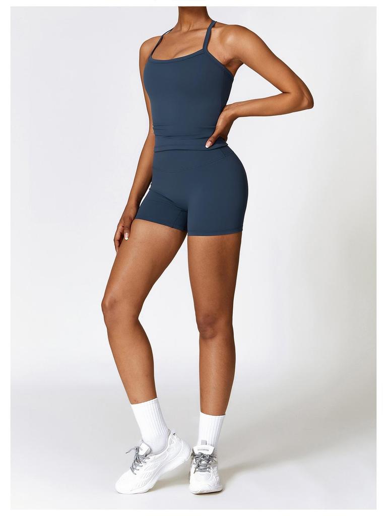 Women's European & American Style Quick-Dry Yoga Set: Tight Vest and Shorts for Outdoor Running and Fitness