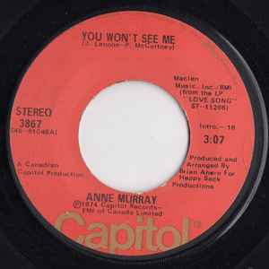 

7inch Record ANNE MURRAY - You Won t See Me 3867 CAPITOL 1974 US Rock Used
