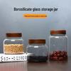 Acacia Wood High Borosilicate Glass Storage Jar with Threaded Lid for Tea and Kitchen Essentials