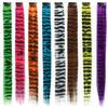 Feather Hair Extensions Colored Synthetic Clip In Hair Feather Colorful False Hair Extension Mixed Color Straight Hair For Women