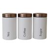 3pcs/Set Food Storage and Organization Canister for Coffee, Tea, Sugar - White