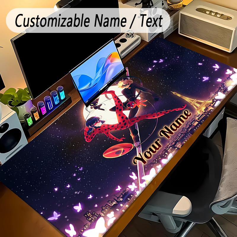 Covoraș Mare pentru Mouse Ladybug Miraculoasă Text cu Nume Personalizat Covoraș Personalizat pentru Birou Covoraș Antiderapant pentru Gaming