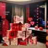 Wedding Room Decor Set: Stackable Double Happiness Box, 3D Floor Ornament, Bride & Groom Photo Decor.