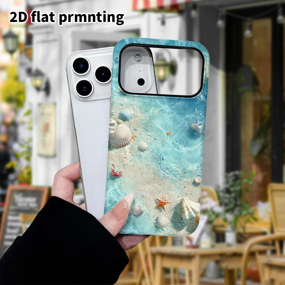 Phone Case: 2D Flat Design Suitable for iPhone 18 17 16 15 14 13 Pro Film Protective Case, Couple Style, Shallow Beach Sea View, Christmas and Hallowe
