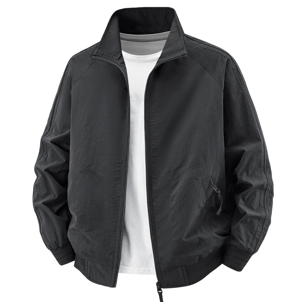 Men's Cross-Border Business Casual Windproof Stand-Up Collar Loose Jacket for Spring and Autumn