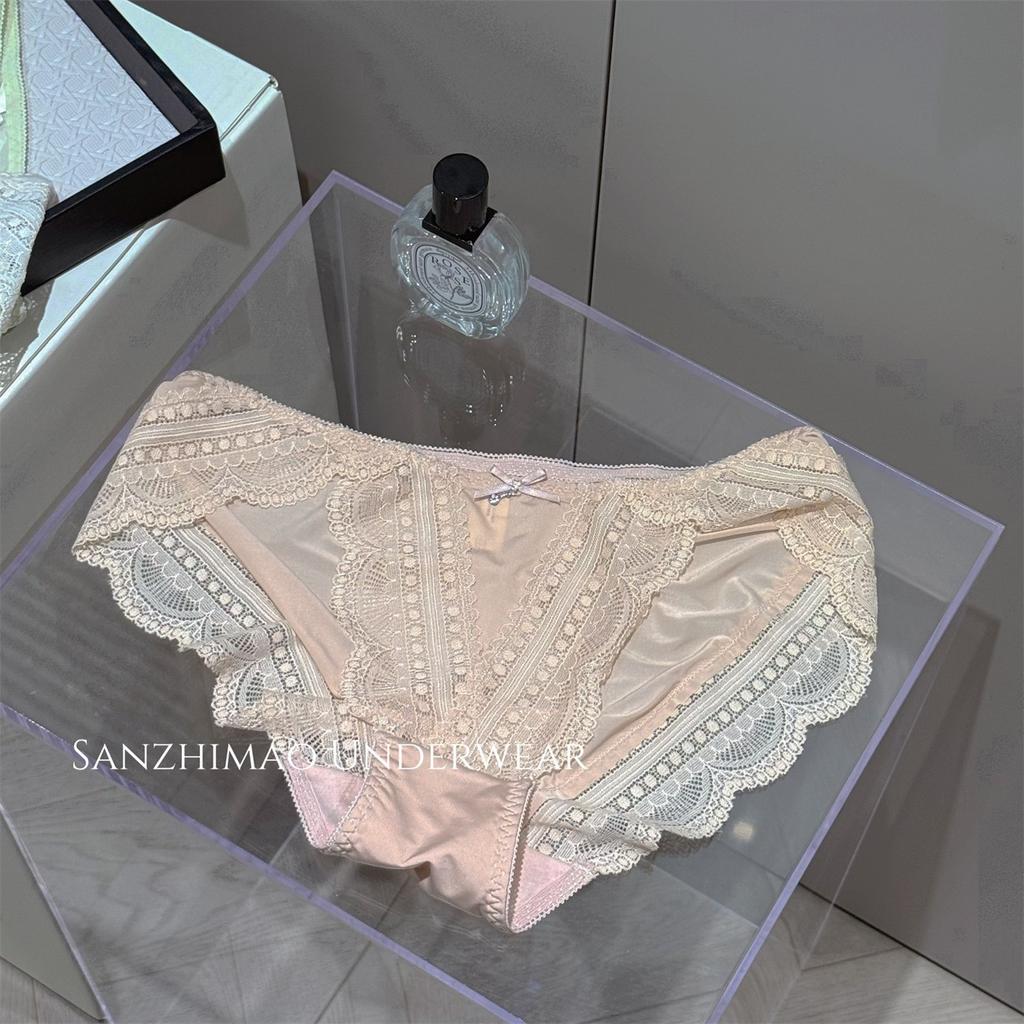 Ladies Summer Light Luxury Pure Sexy Lace Breathable High Split Triangle Briefs