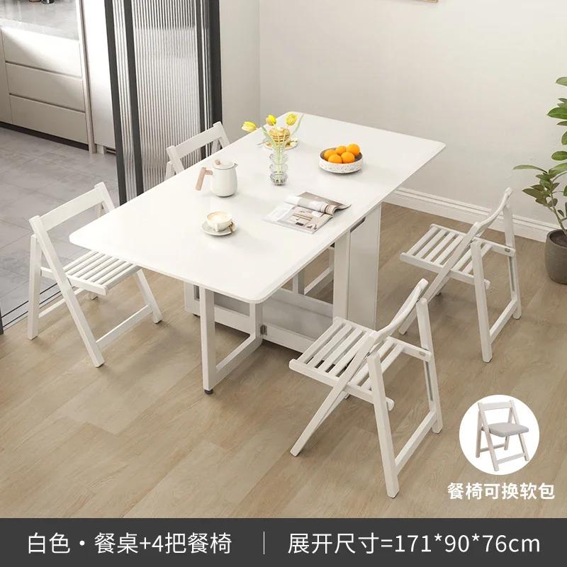 For Folding Dining Table Set 6 Chairs Luxury Modern Space Savers Minimalist Dining Table Nordic Table À Manger Kitchen Furniture