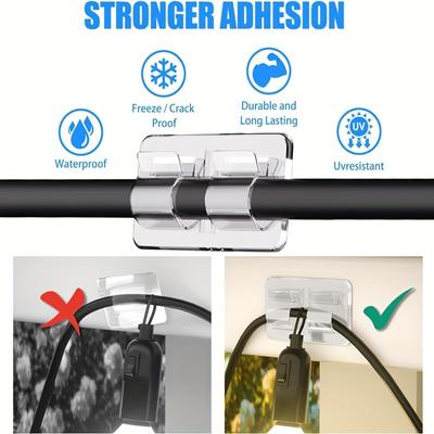 4/10pcs Hooks for Outdoor String Lights - Durable, Clear Self-Adhesive Clips for Christmas Light Hanging & Cable Management