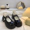 Black muffin platform small leather shoes women's 2025 autumn new Japanese jk retro with skirt Mary Jane single shoes