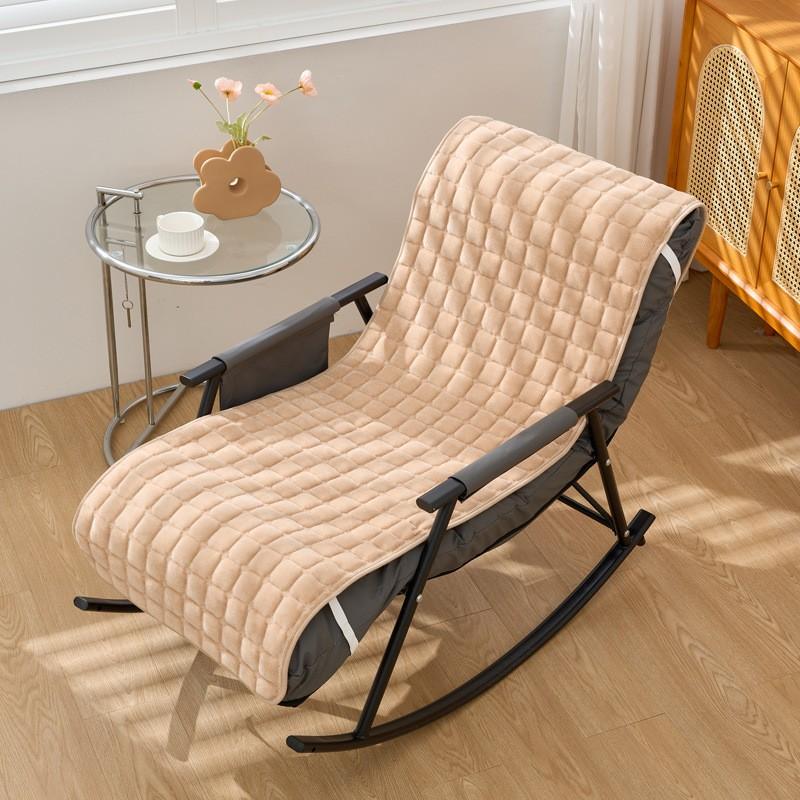 Plush Thickened Striped Lounge Chair Cushion Rattan Rocking Home Chair Cushion Soft Back Cushion Outdoor Patio Lounger Cover Pad