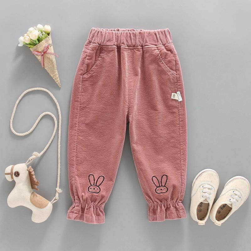 

Весенние детские вельветовые джоггеры в корейском стиле для девочек с дизайном кролика с большими ушами 100cm розовый